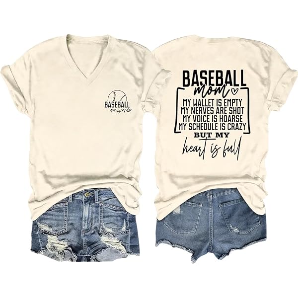 Baseball Mom Shirts - Comfortable V-Neck Graphic Tee For Game Day & Sports Moms
