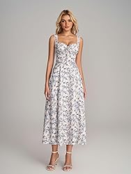KUTUMAI Floral Corset Midi Dresses for Women 2025