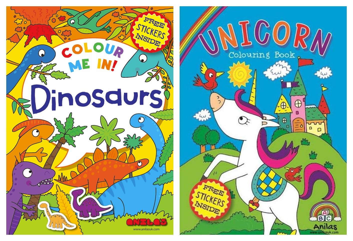 Anila's - My Big Dinosaur & Unicorn Colouring Books - Set of 2