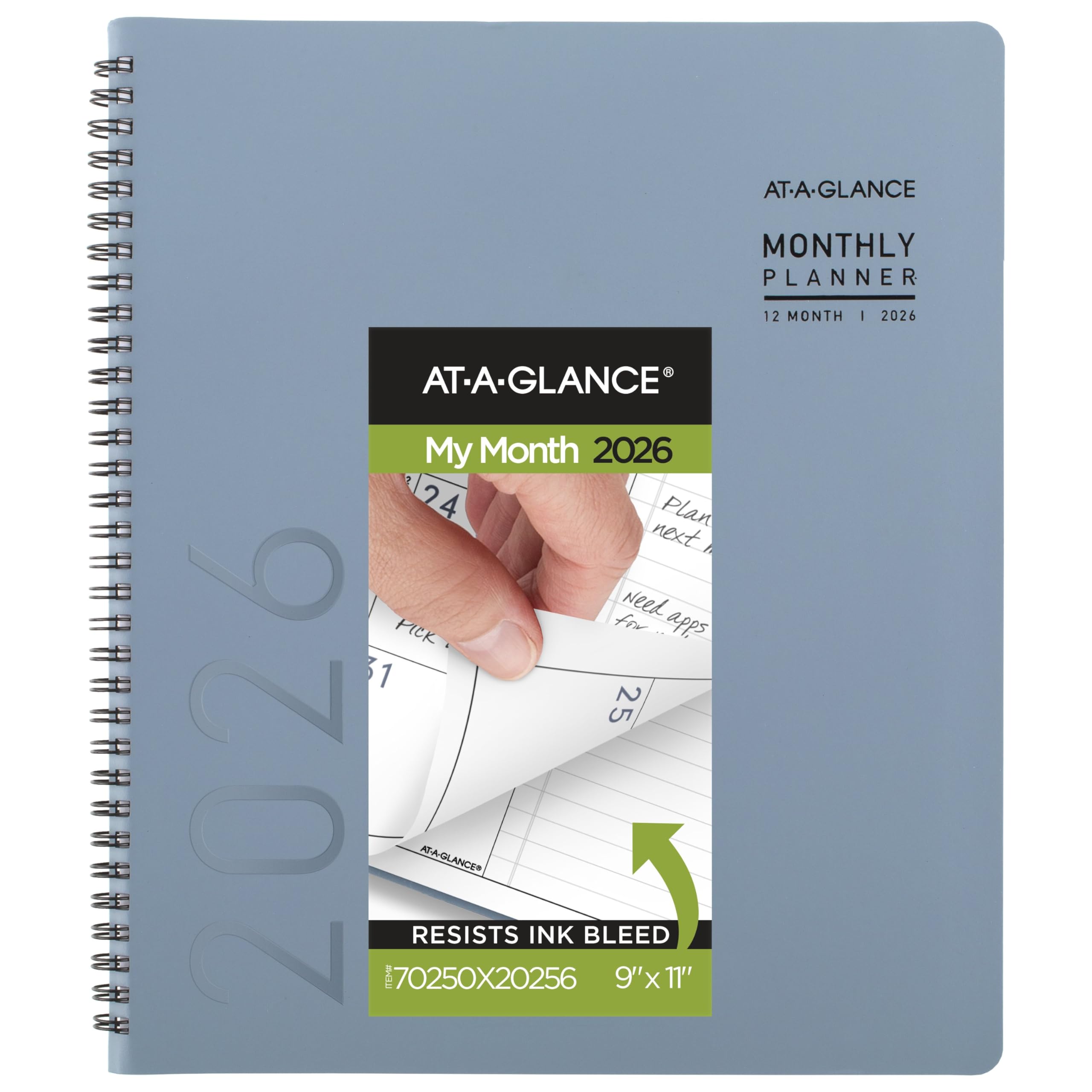 Photo 1 of AT-A-GLANCE 2026 Planner, Monthly, 9” x 11”, Large, Contemporary, Drizzle (70250X2026)