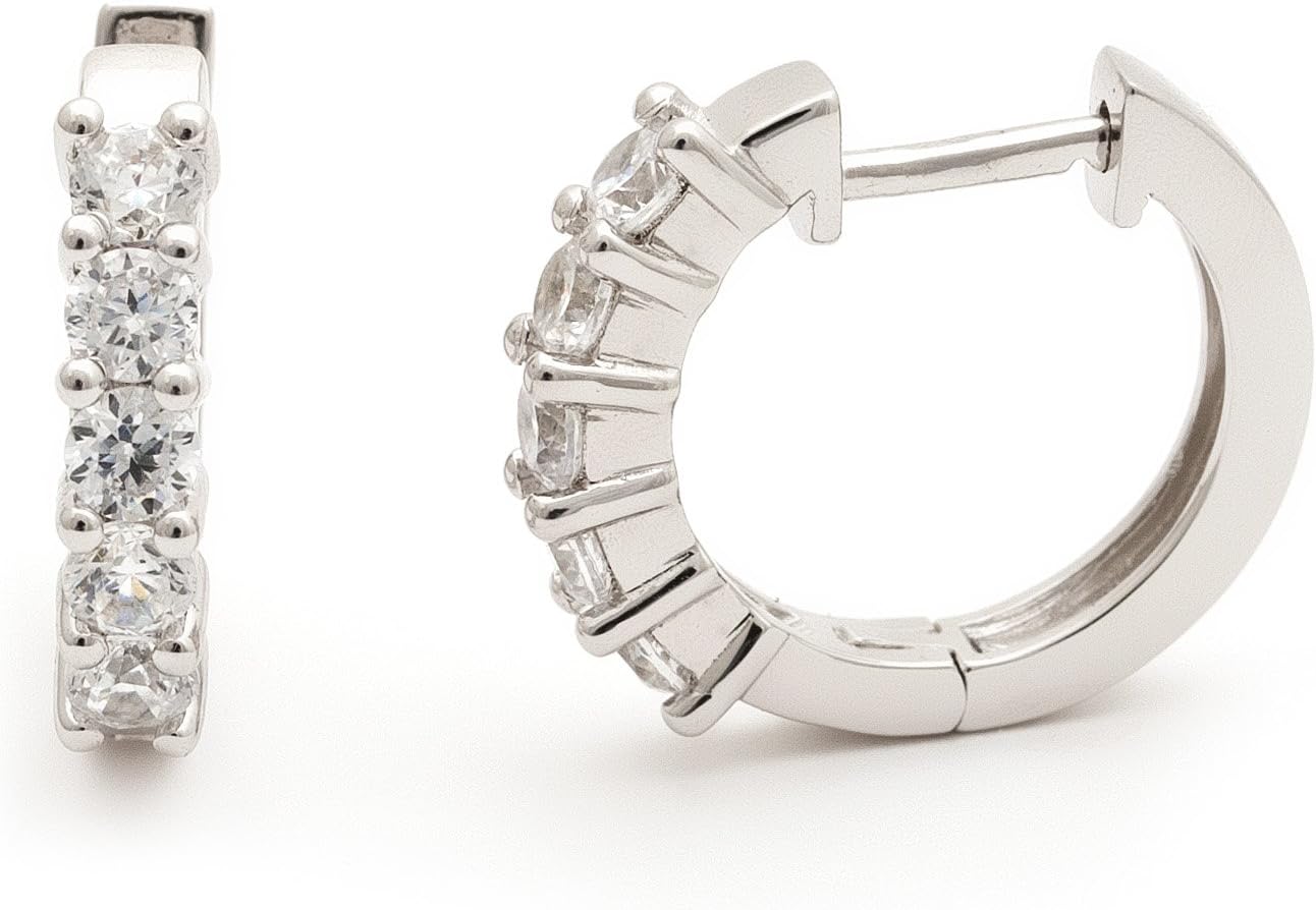 Sterling Silver CZ 18mm Hoop Earrings