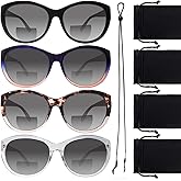 BONCAMOR 4 Pack Bifocal Reading Sunglasses for Women Men Fashion UV400 Protection Sun Readers Outdoor Eyewear