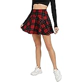 Urban CoCo Women's Vintage Elastic Waist Plaid Flared Mini Skater Skirt 2026 Fall Winter