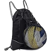 Louenth Sports Drawstring Backpack - Teen-Friendly Swim & Gym Bag, Ball Net Storage