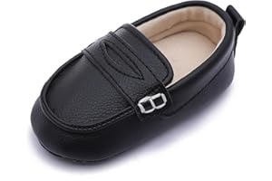 LONSOEN Baby Toddler Boys Girls Loafers Newborn Leather Moccasins Infant First Walking Dress Shoes