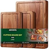 Wood Cutting Boards for Kitchen, Acacia Wooden Cutting Board Set, Charcuterie Board, Large Solid Chopping Board for Meat, Cheese, Fruit, Vegetables (set of 3)