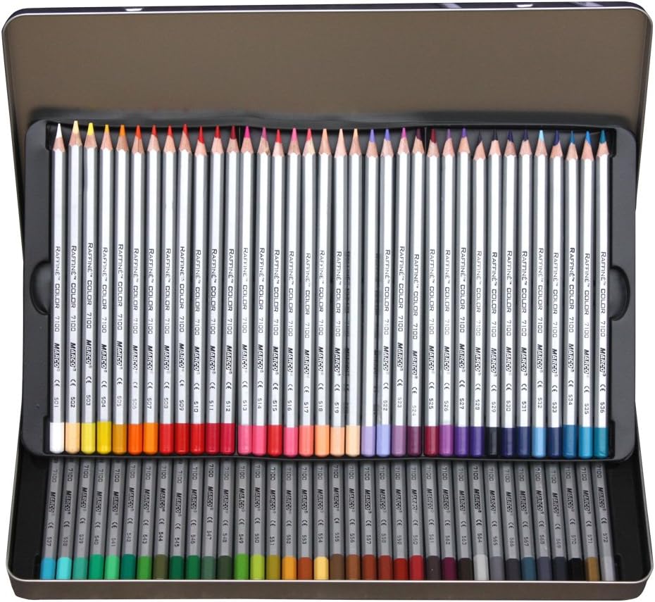 Marco 7100 Oil Based Colored Pencil with Metal Box,72 Color