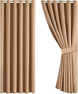 AMEHA Eyelet Blackout Curtains 66x90 Inch Beige 2 Panels Tiebacks view 3