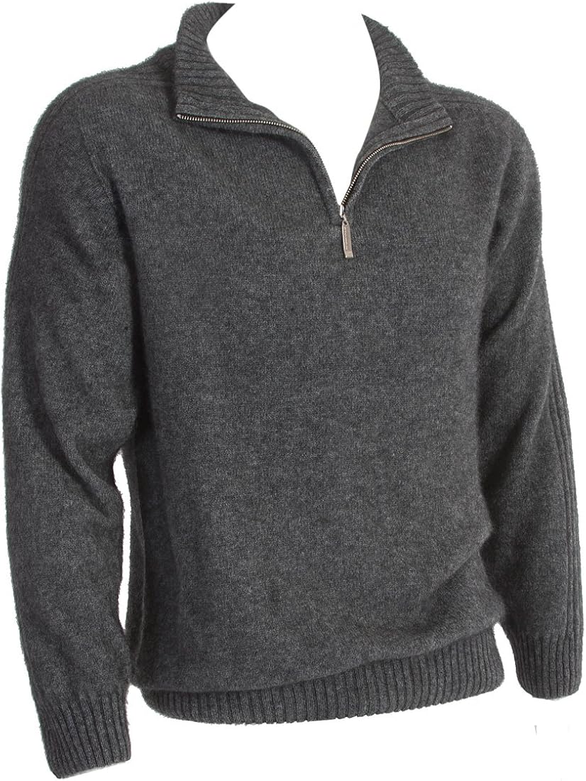 New Zealand Wool/Brushtail Possum blend Short Zip Rib Sleeve Sweater at