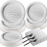 Qyeahkj 50 Guests Golf Party Plates Napkins Supplies Golf Birthday Decorations Disposable Paper Dinnerware Tableware Set Sport Ball Party Decoration Favors For Kids, 200 Pieces
