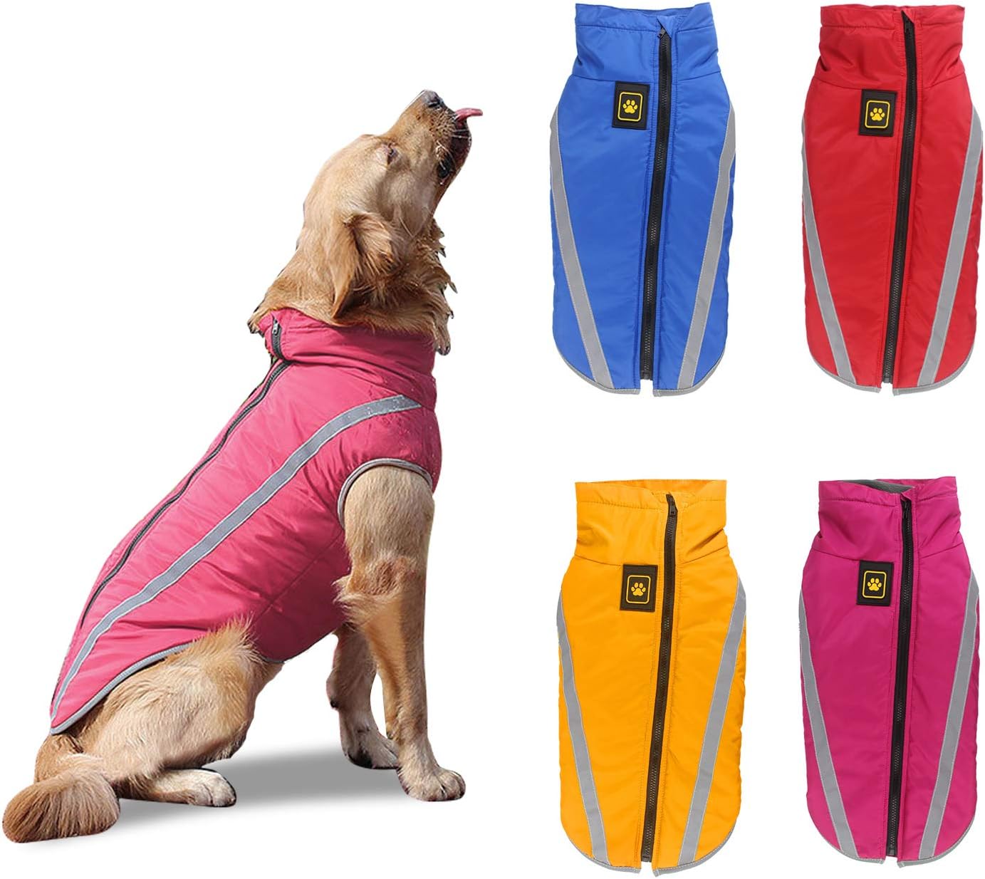 PETCUTE Dog coat Warm Vest Jacket for medium large dogs waterproof dog coat, Pink, 6XL(Chest:90cm, Back:70cm)