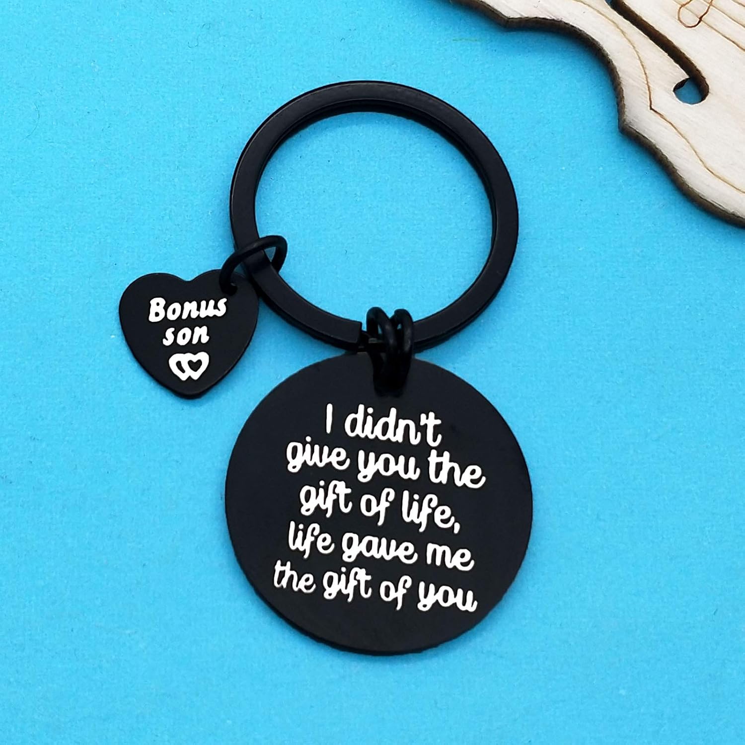 Huwujiu Bonus Son Gifts Keyring Son in Law Gifts I Didn't Give You The Gift of Life Life Gave Me The Gift of You Keyring Stepson Gifts Keyring Christmas Birthday Gifts Adoption Gifts for Son - Image 3