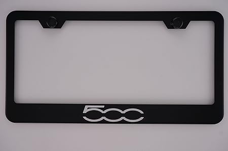 Amazon フィアット500マットブラックリニーズプレートフレーム キャップ付き ナンバーカバー ホルダー 車 バイク