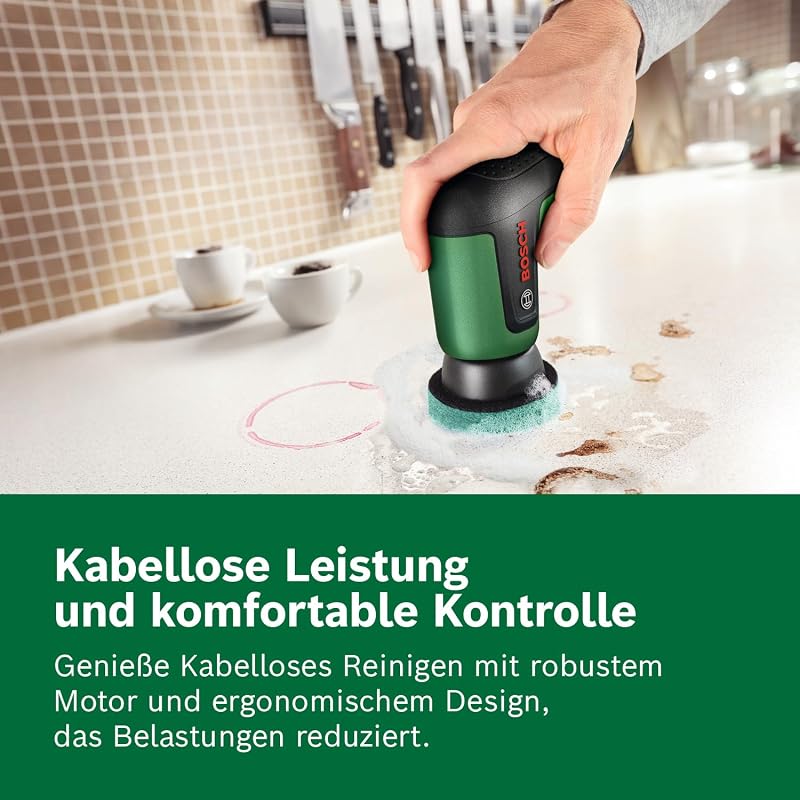TAYDO (UniversalBrush 4V) Akku-Elektrobürsten (Bürste, Detailbürste, Padhalter, Hochleistungspad, Mikrofaserpad, Küchenschwamm, Schmutzradierer, Polierpad, Tasche)