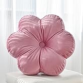 Xuyier Flower Pillow, Flower Shaped Pillow with Velvet for Couch Bed Chair Sofa, Home Decor Floor Seating Cushion Cute Throw Pillows for Living Room Bedroom (15 Inches, Gray Pink)
