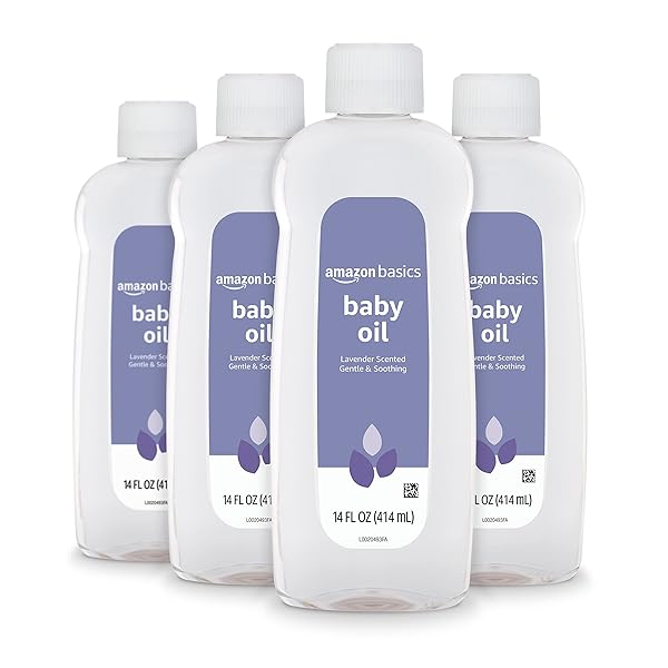 AMAZON BASICS BABY OIL, SOOTHING LAVENDER SCENTED, PREVENTS...