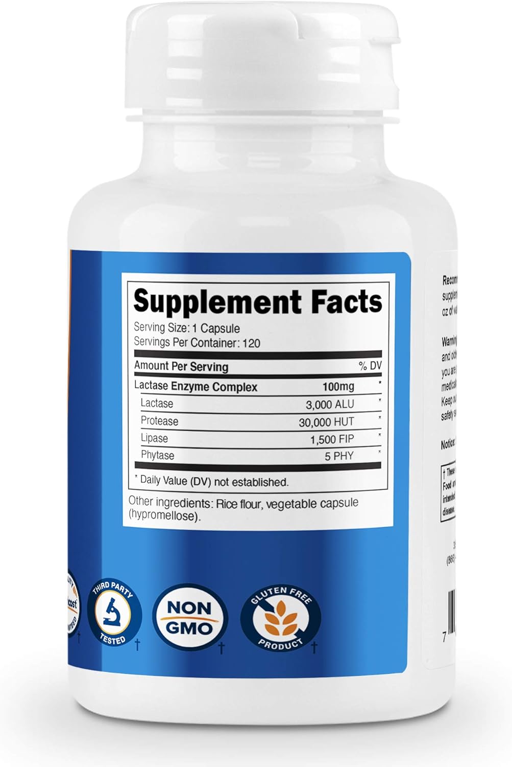 Nutricost Lactase Enzyme Complex 3,000 FCC ALU, 120 Veggie Capsules - Non-GMO, Gluten Free, 120 Servings: Health & Personal Care