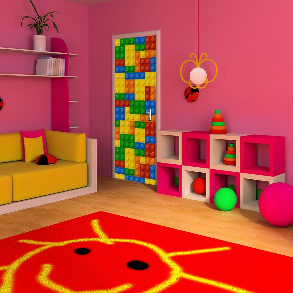 Modern Art 3D Door Mural Sticker, Peel and Stick Removable Vinyl Door Decals for Home Decor 30.3x78.7(77x200cm), 2 Pcs Set (Lego) - Image 4