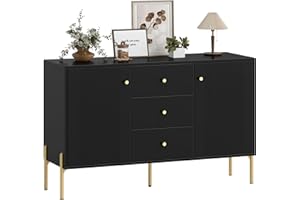 HOMCOM Modern Sideboard Buffet Cabinet with Storage, 47" Coffee Bar Cabinet with 3 Quiet Drawers, 2 Adjustable Shelves, 5 Ste