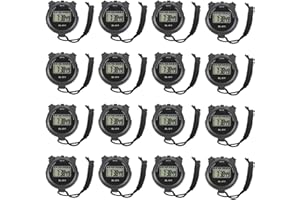 16-Pack Multi-Function Electronic Digital Sport Stopwatch Timer, Large Display with Date Time and Alarm Function, Sports Coac