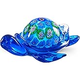 EUSTUMA Hand Blown Glass Sea Turtle Figurine,Sea Animal Ornament for Home Decor,Sea Animals Collection for Birthday Gift,Glass Tortoise Sculpture