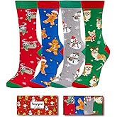 HAPPYPOP Christmas Socks for Kids - Unisex Xmas Sock Gift Ideas for Teen Girls Boys 4 Pack
