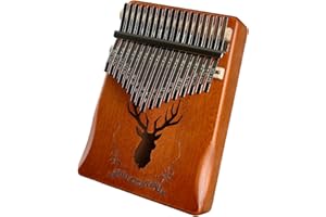 LYDESY Kalimba 17 Keys Thumb Piano for Beginners – Easy to Learn Solid Wood Mbira Instrument with Tuning Hammer & Gift Bag, Special Christmas Reindeer Design, Gift for Kids&Adults
