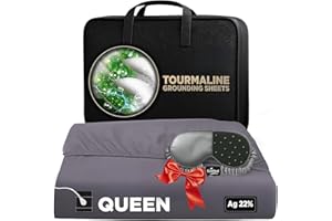 Luxury Tourmaline Grounding Sheets Queen 20% Silver Fiber, 76% Tourmaline Cotton, 4% Silk, SGS Quality Certified Grounded Wel