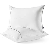 Bedsure Queen Pillows Set of 2, Luxury Hotel Firm Pillows for Sleeping, Decoration Strip Diamond Design Cover, Fluffy Original Down Alternative Filling for Side, Back or Stomach Sleepers