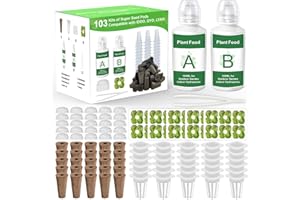 Aooccder Seed Pods Kit Hydroponics Supplies with 25 Grow Sponges, 25 Grow Baskets, 25 Grow Domes, A&B Solid Nutrient Plant Food, 25 Labels and 1 Tweezer, Compatible with Idoo, QYO, LYKO