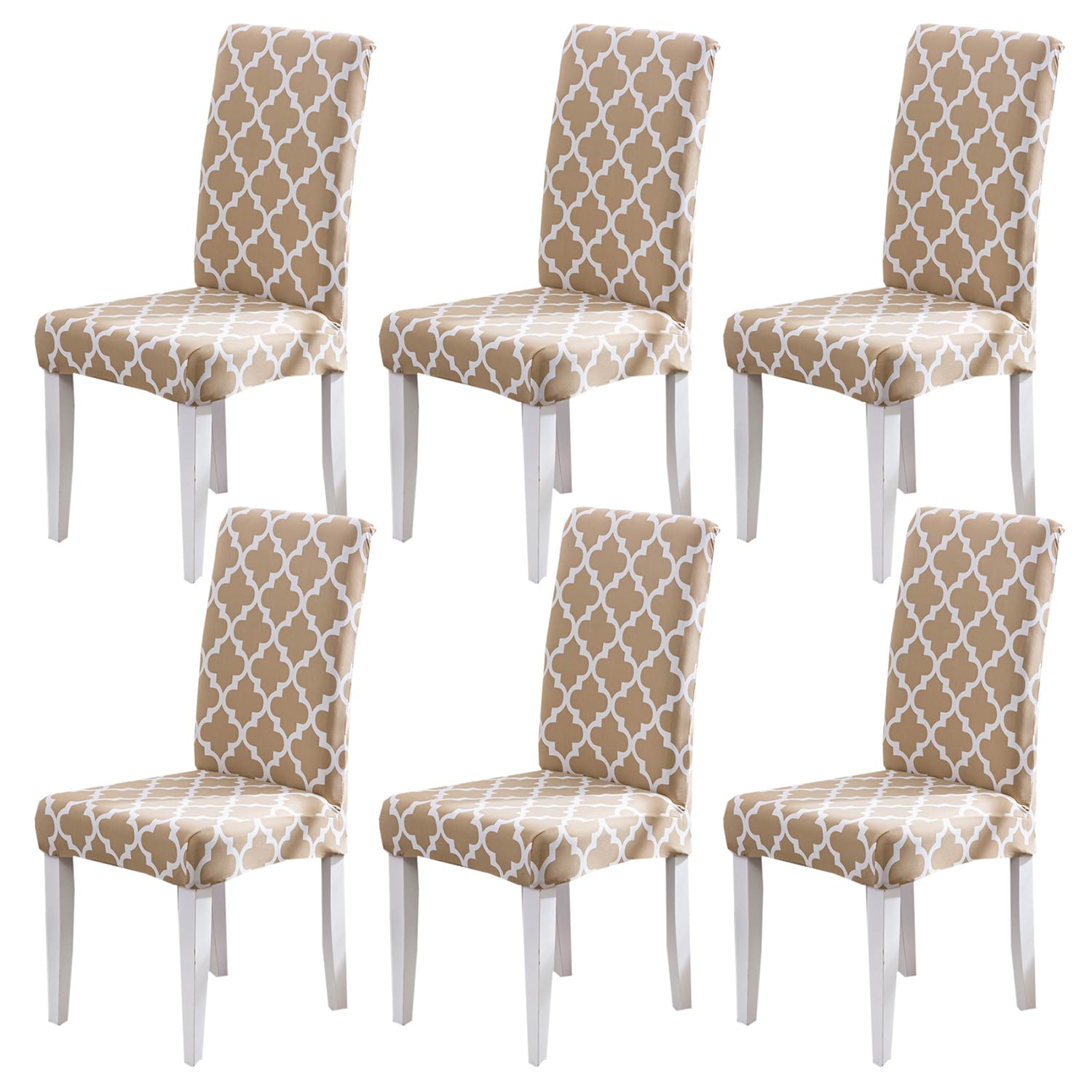 HZDHCLH Chair Covers Slipcovers 4/6 PCs Stretch Removable Washable Short Dining Chair Protector Cover Seat for Hotel,Dining Room,Ceremony (Morocco,6 PCS)