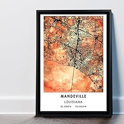 Mandeville Map Poster, Louisiana Map Art