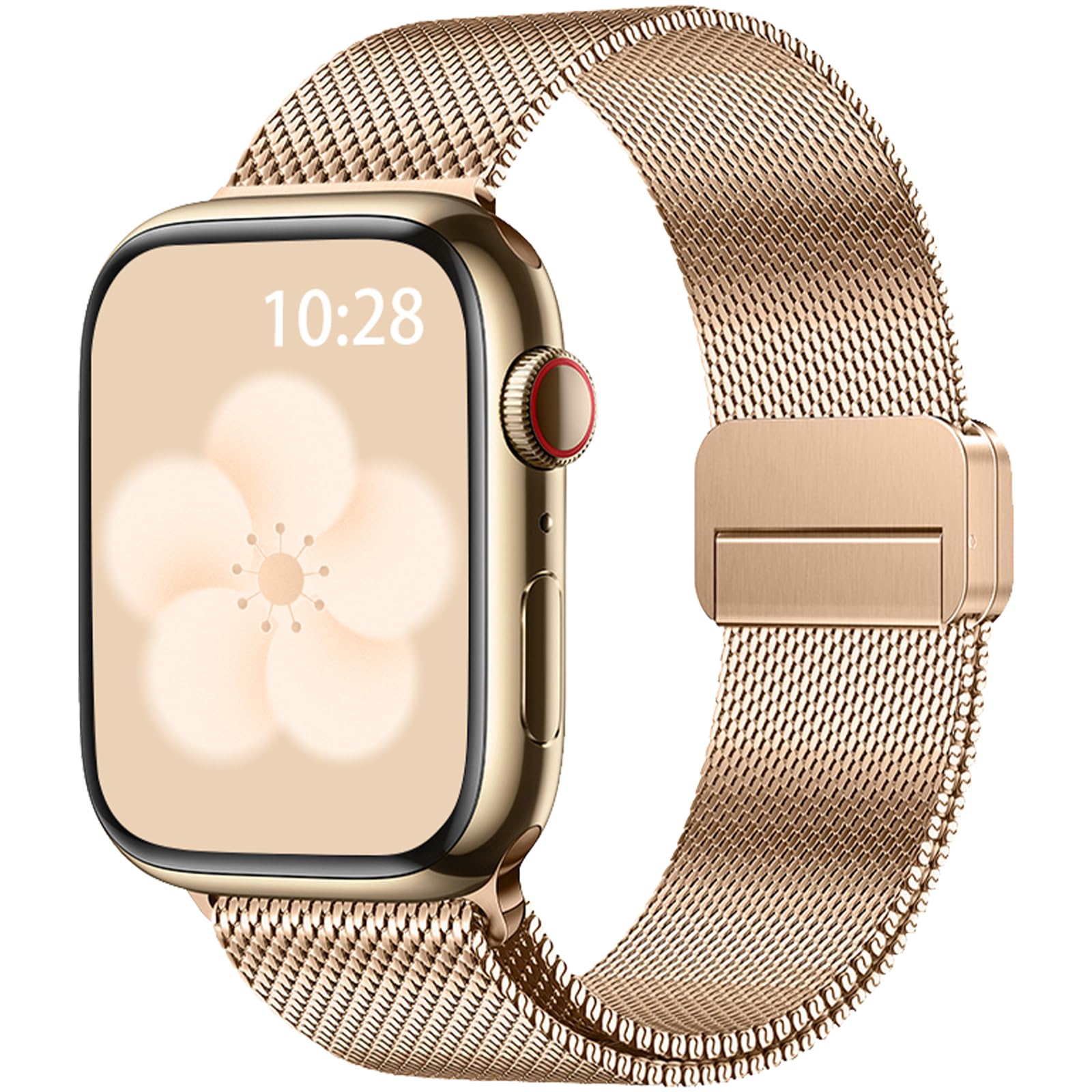 NicMool Metal Strap for Apple Watch 38mm 40mm 41mm 42mm, Magnetic Closure, Stainless Steel Metal Magnetic Milanese Loop Replacement for iWatch SE 3/2/1, iWatch Series 11/10/9/8/7/6/5/4/3/2/1-Rose Gold