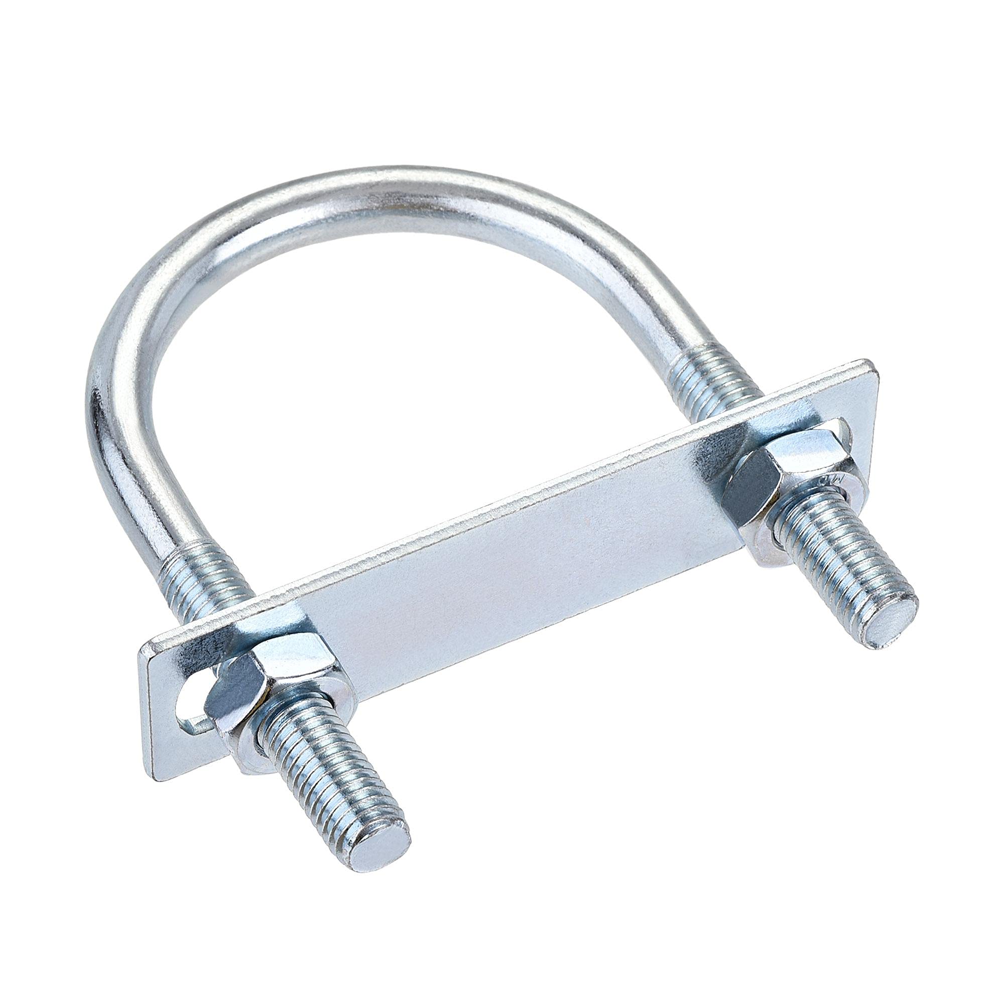 sourcing map Round U-Bolt 1 Set 2.36"(60mm) Inner Width 100mm Length Steel M10 with Nut, Plate