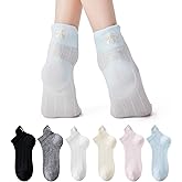 Mottee&Zconia Women's Ankle Socks Cute Cotton Bow Pattern Mesh Thin Athletic Low Cut Tab Socks Sports 6Pack Size 5-9
