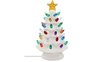 Creative Hobbies Ready to Paint Ceramic Bisque, Small 6.75" Christmas Tree & Base - Light Up! - Electrical Cord, Bulb, Multi-Colored Twists, & Star Included