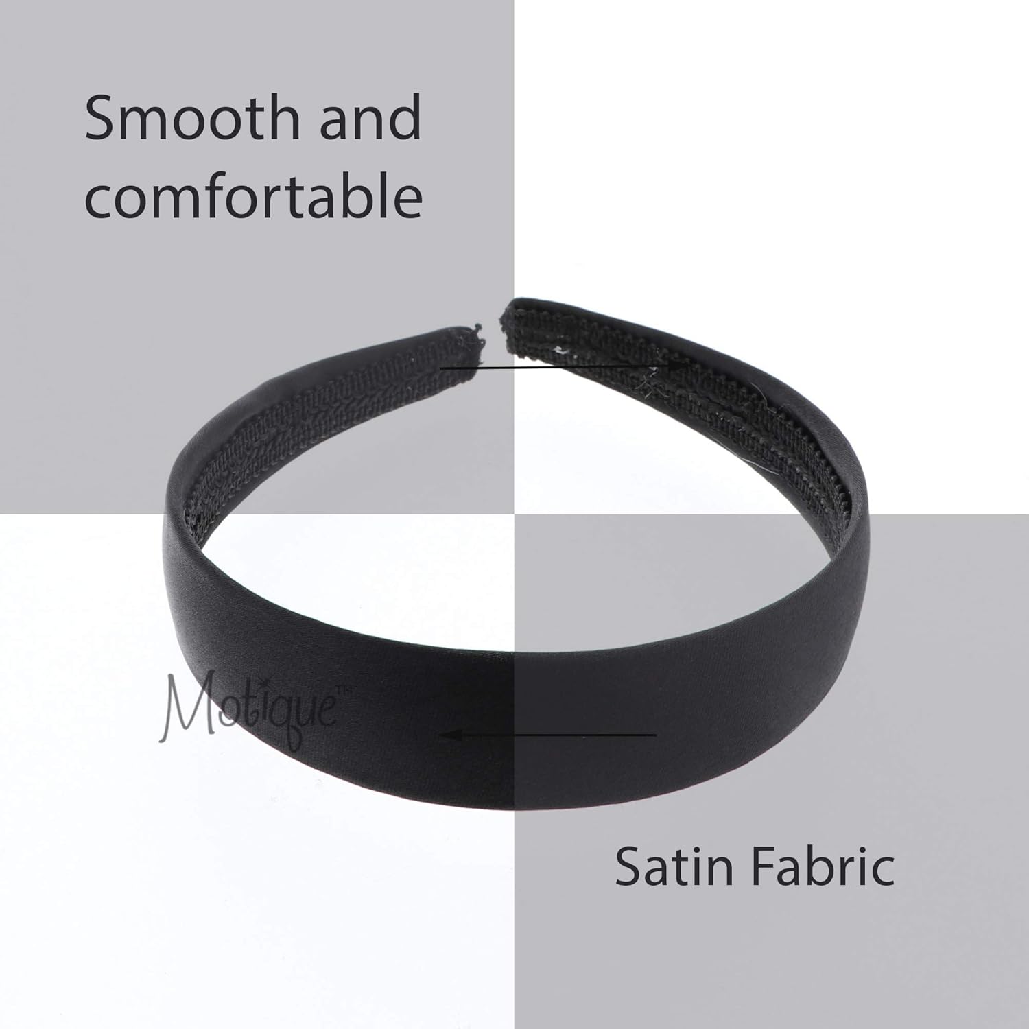 Black 1 Inch Satin Hard Headband : Beauty