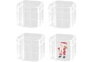 KISSYOU 4 Pieces Acrylic Display Box Clear Plastic Square Cube Transparent Containers with Lid Jewelry Storage Box Wedding Valentine's Day Party Favor Candy Boxes (2.2x 2.2x1.9 Inch)