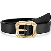 WHIPPY Women's Leather Belts with Gold Buckle Casual Fashion Ladies Waist Belts for Jeans Pants Dresses