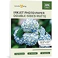 Transfer Master Double Sided Thin Matte Photo Paper 8.5x11 Inch 32lb for Inkjet Printers Dye Ink 120gsm for Menu Flyer Brochure Printing 50 Sheets