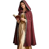 UQJE Medieval Cloak with Hood Wizard Cloak Halloween Renaissance Hooded Cape for Man and Women