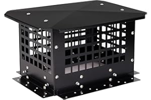 LTSEAME 9" x 13" Chimney Cap, Chimney Cover Fireplace Chimney Flue Caps, Adjustable Metal Strips with Bolts Screws Black (9" x 13")