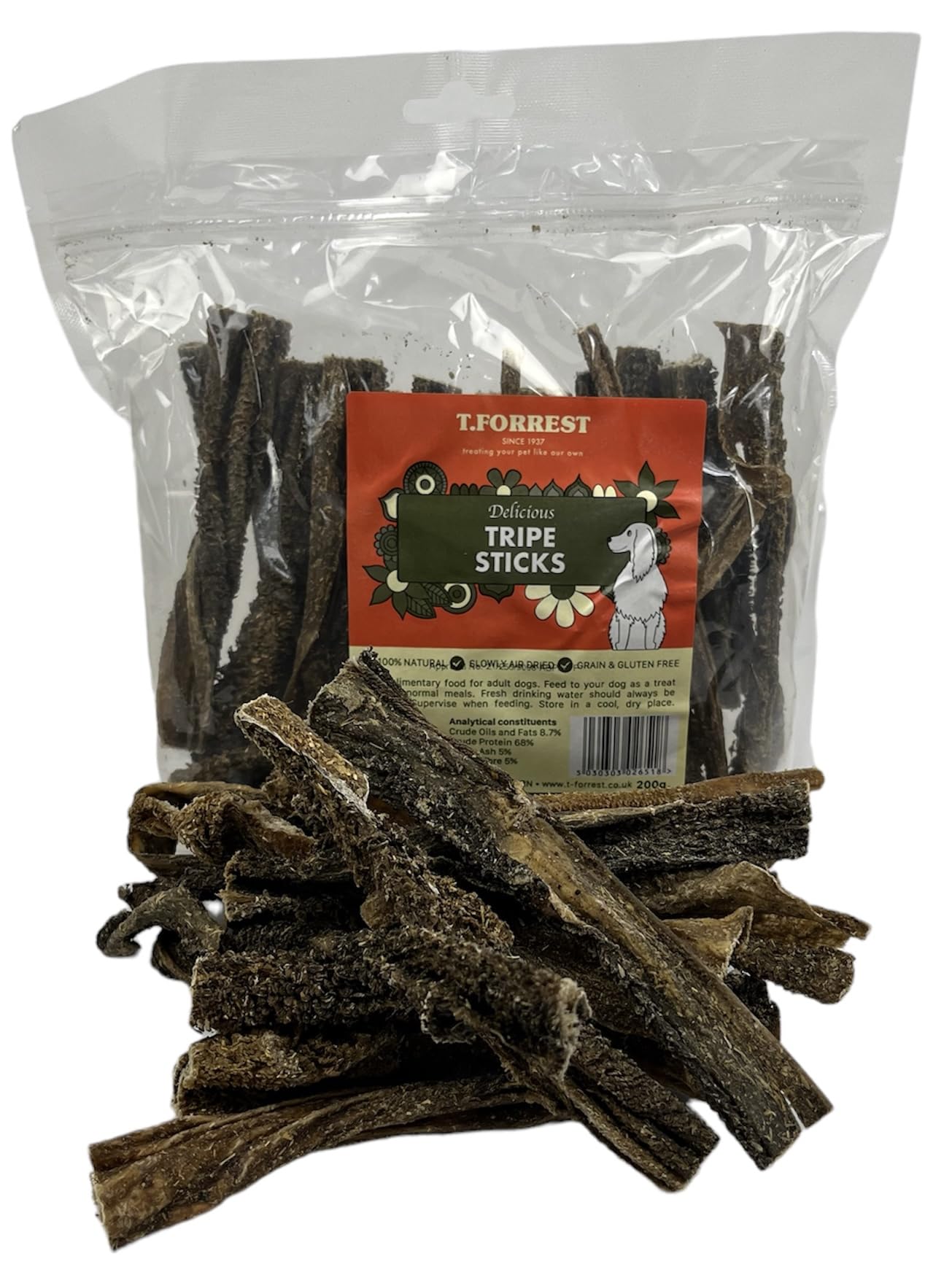 Tasty Tripe Sticks - 100% Natural, Air Dried Dog Treats 200g - Grain and Gluten Free - Produced in UK (1, 200g)