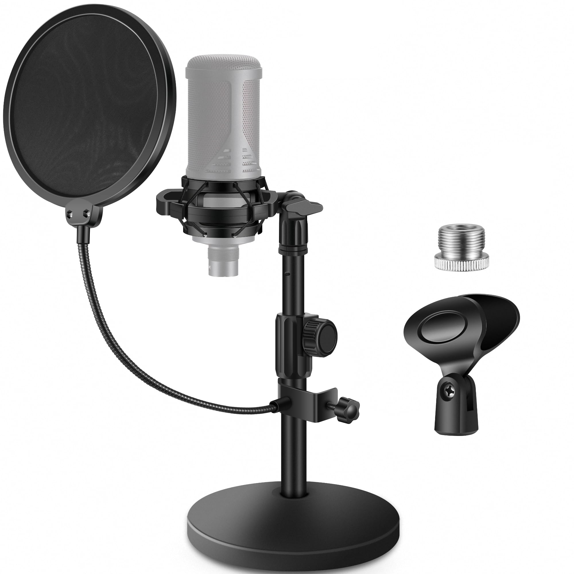 InnoGear Mic Stand Desk, Adjustable Desktop Microphone Stand Table with Shock Mount Mic Clip Pop Filter 3/8