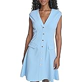 Tommy Hilfiger Womens Cap Sleeve Scuba Crepe Fit and Flare Dress