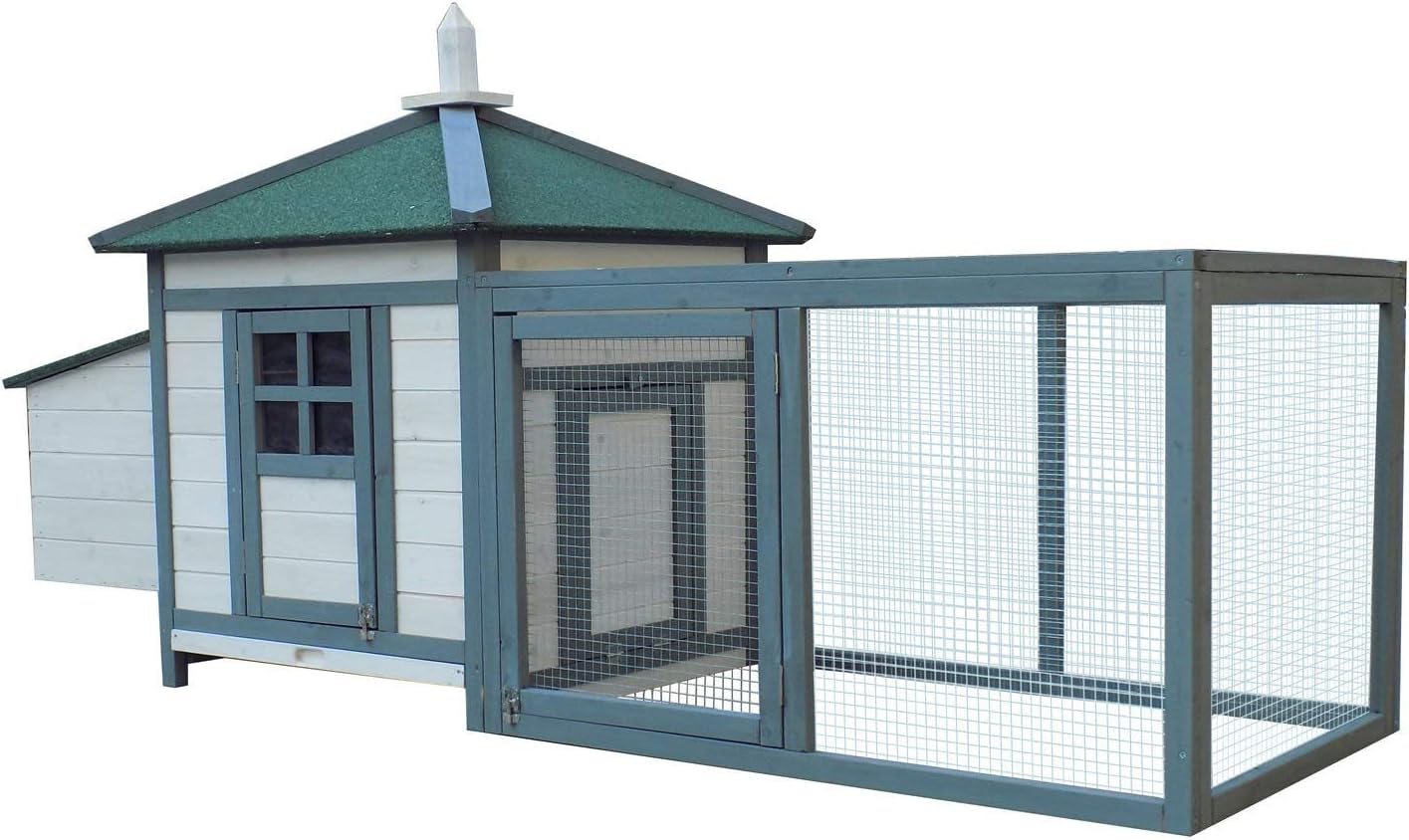 GHP Portable Wooden Deluxe Backyard Chicken/Rabbit Coop Hen House Nesting Box