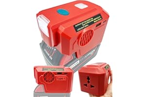 MAKBOS Alian 200W Power Inverter for Milwaukee M18 18V Lithium Battery, 18V DC to AC 110~120V Portable Inverter Generator Supply Charger,Inverter Adaptor with Type-C Fast Charging&LED Working Light