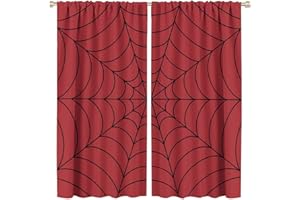 GODAZZLING Black Spider Web Kids Blackout Curtains Window, Boys Children Nursery Bedroom Nursery Toddler Family Red Background Decoration 42x45in 2 Panels