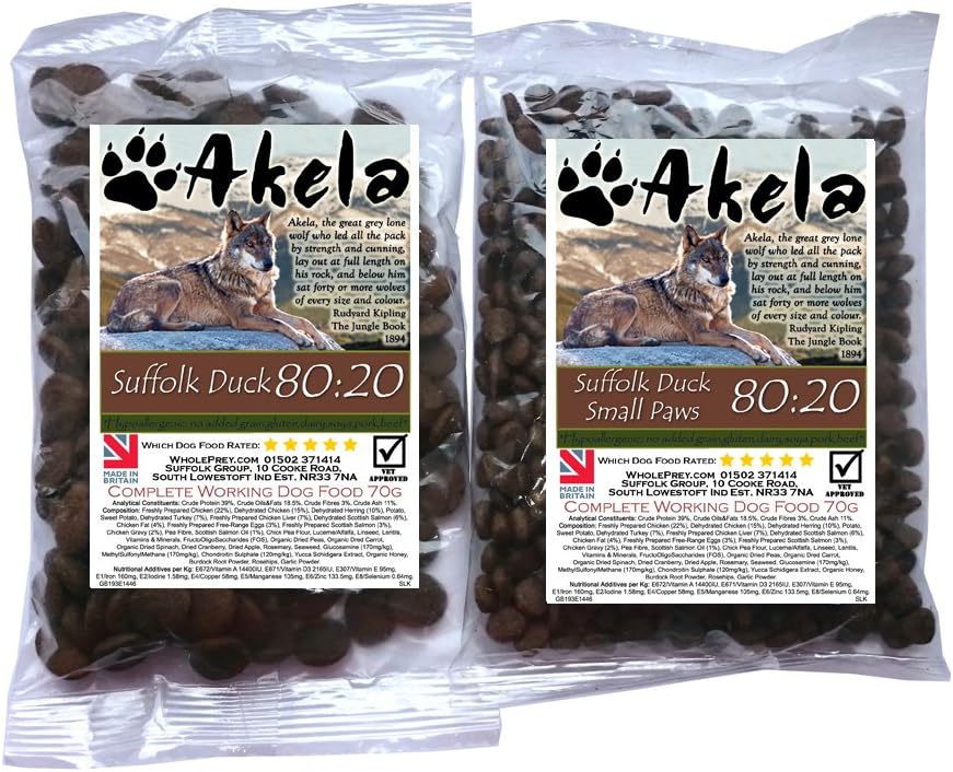 Complete Dry Working Dog Food Sample Duck Small Paws Grain Free 70g Amazon Co Uk Kitchen Home