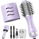 Blow Dryer Brush, Hair Dryer Brush in One, 600W Oval Hot Air Volumizer & Straightener, Anti-Frizz Blowout Styling Brush, Dual Voltage 110–240V Travel (2 Inch) Purple